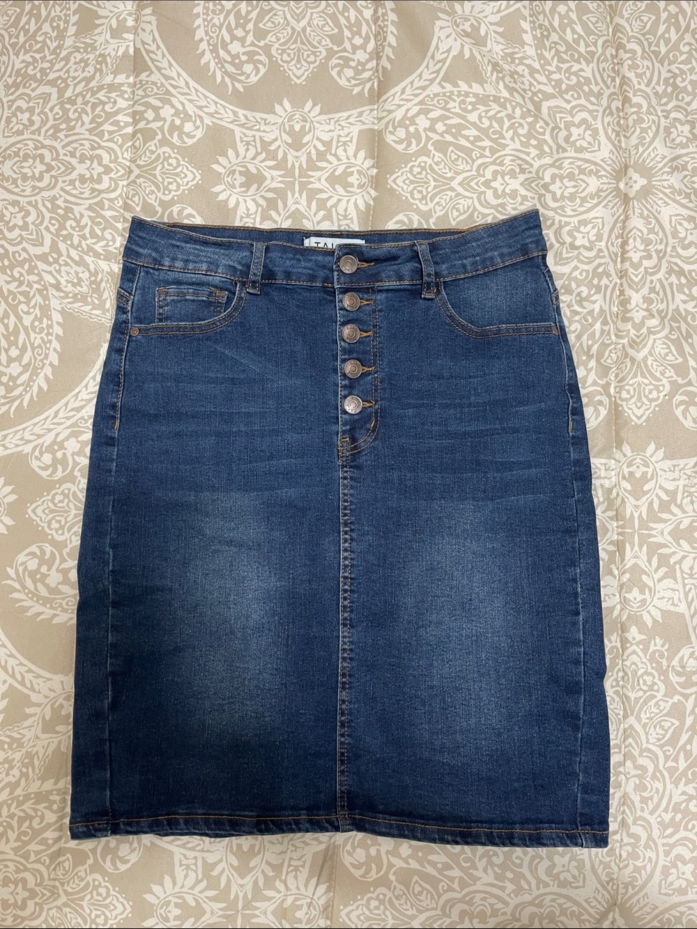 Women's Dark Blue Button-Front Denim Skirt